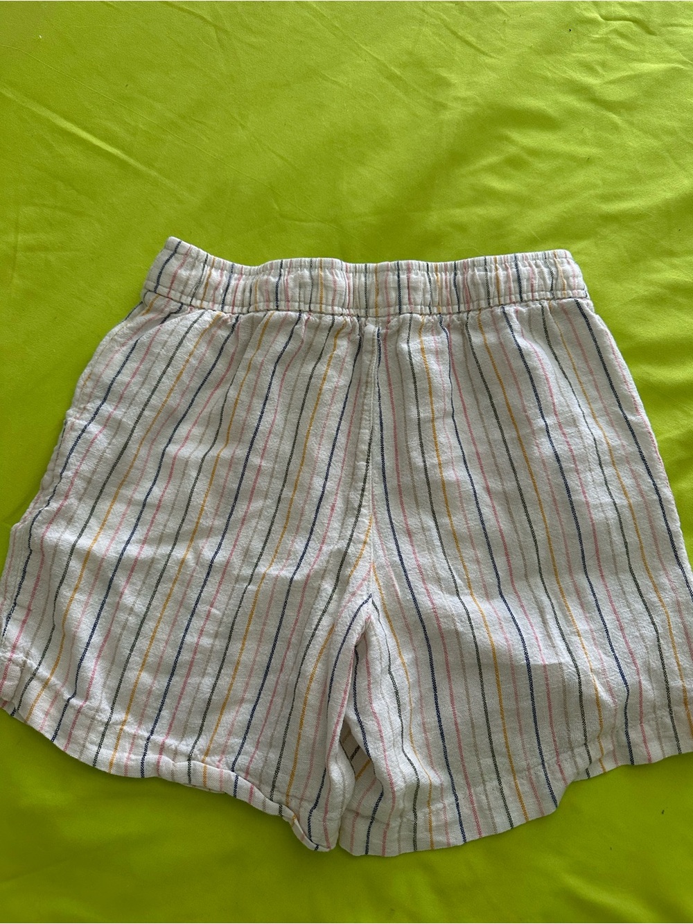 Old Navy Kids White Stripe Lounge Shorts with Multicolor Pinstripes